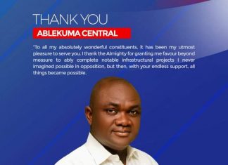 Election 2020: I am Grateful for the support – Outgoing NPP Ablekuma Central MP, Ebenezer Gilbert Nii Narh Nartey